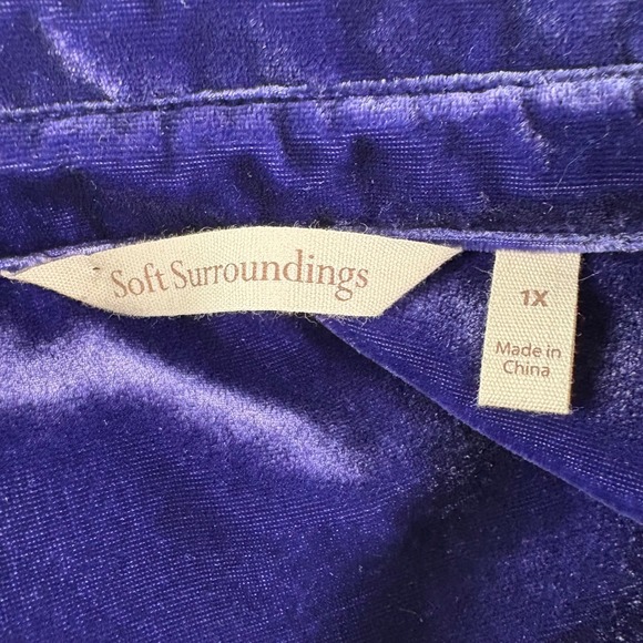 Soft Surroundings Eden Velvet Lace Button Down Shirt 1X Shacket Cozy Luxe Velvet - Picture 4 of 8